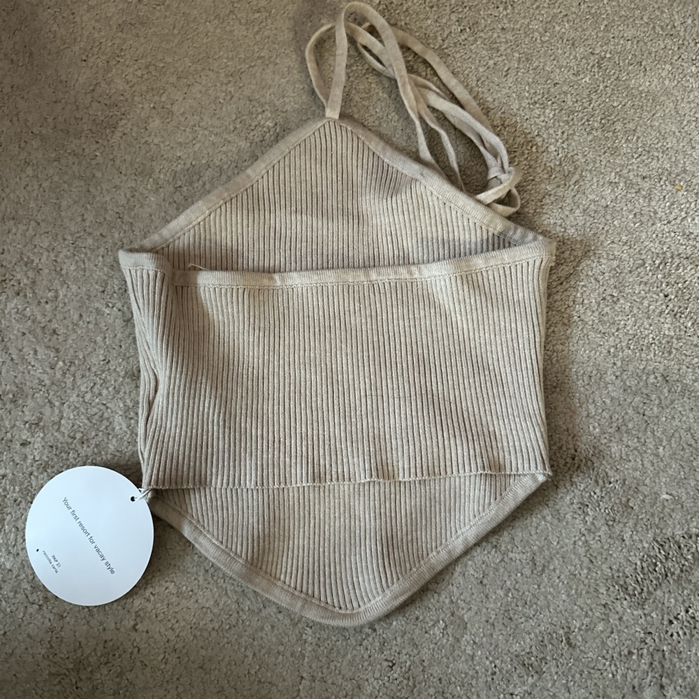 Beige Ribbed Baby Bib - Picture 2 of 2